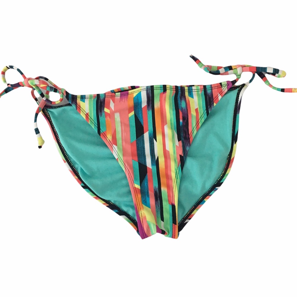 Xhilaration Multicolored Abstract Print Side Ties Hipster Cheeky Bikini Bottom